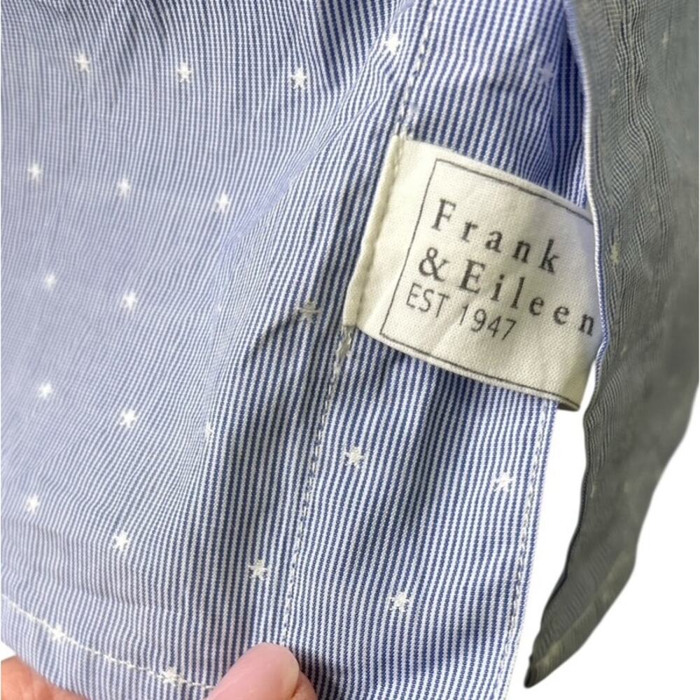Frank & Elieen Barry Blue Pinstripe Stars Crinkle Button Up Shirt Classic - Picture 5 of 8
